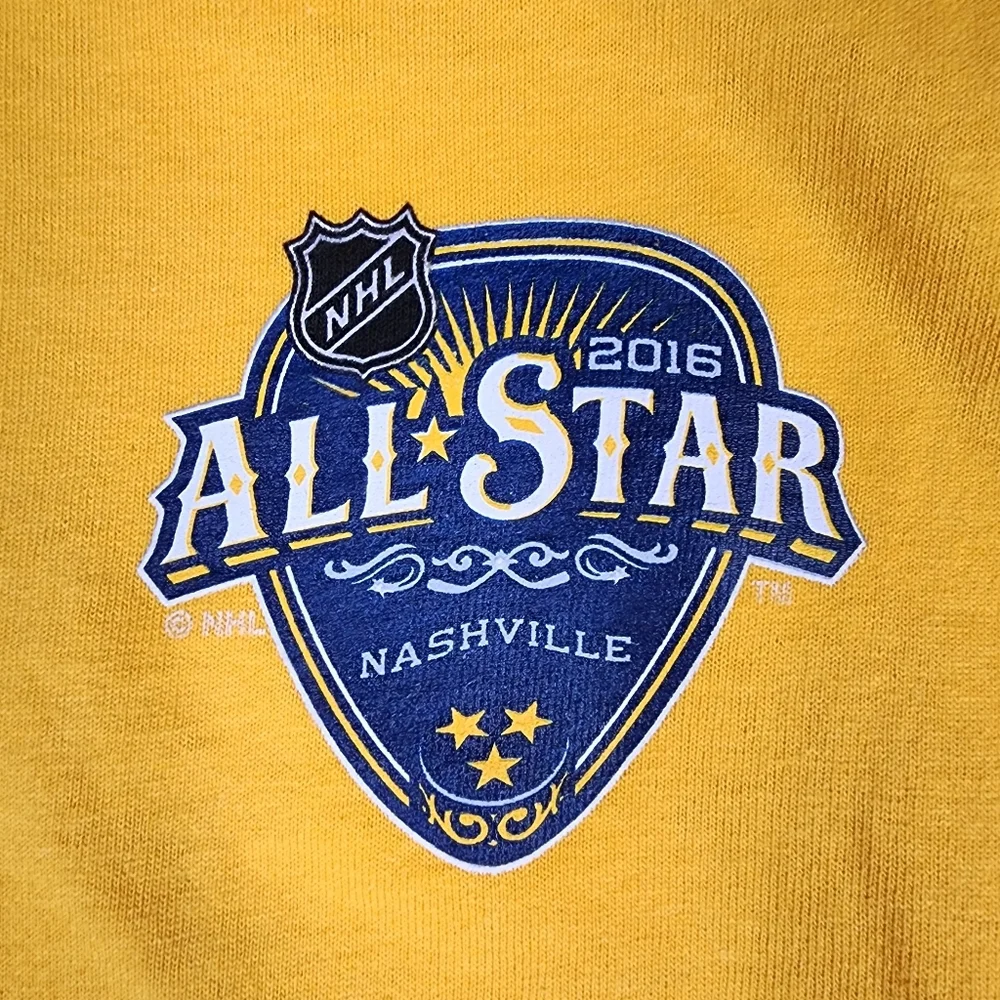 NWT 2016 NHL Reebok Bright Yellow All-Star Long Sleeve Tee Nashville Size M - Picture 2 of 11